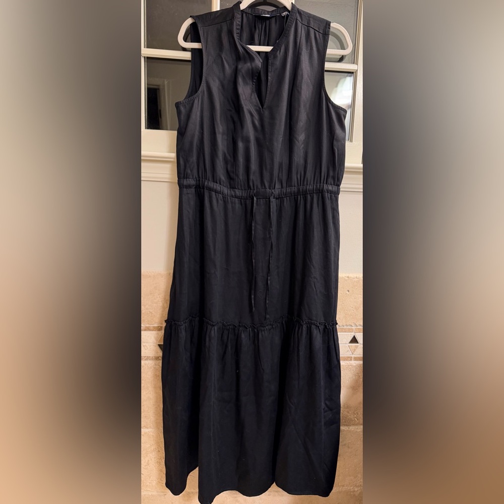 Lands' End Elegant Black Sleeveless Maxi Dress